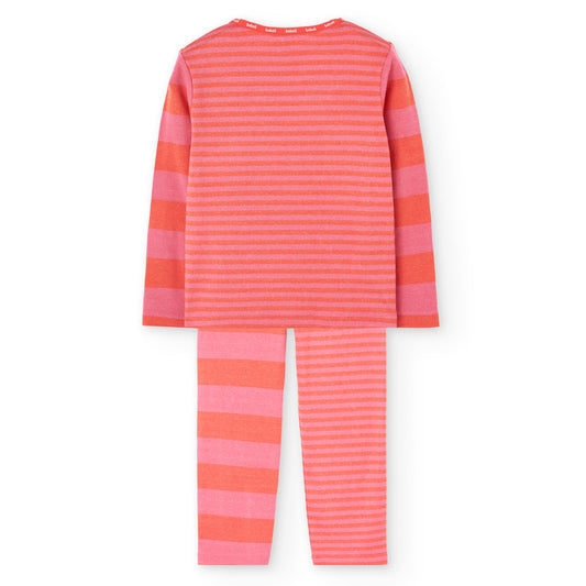 Pijama coral bicolor mini niña y niña jr