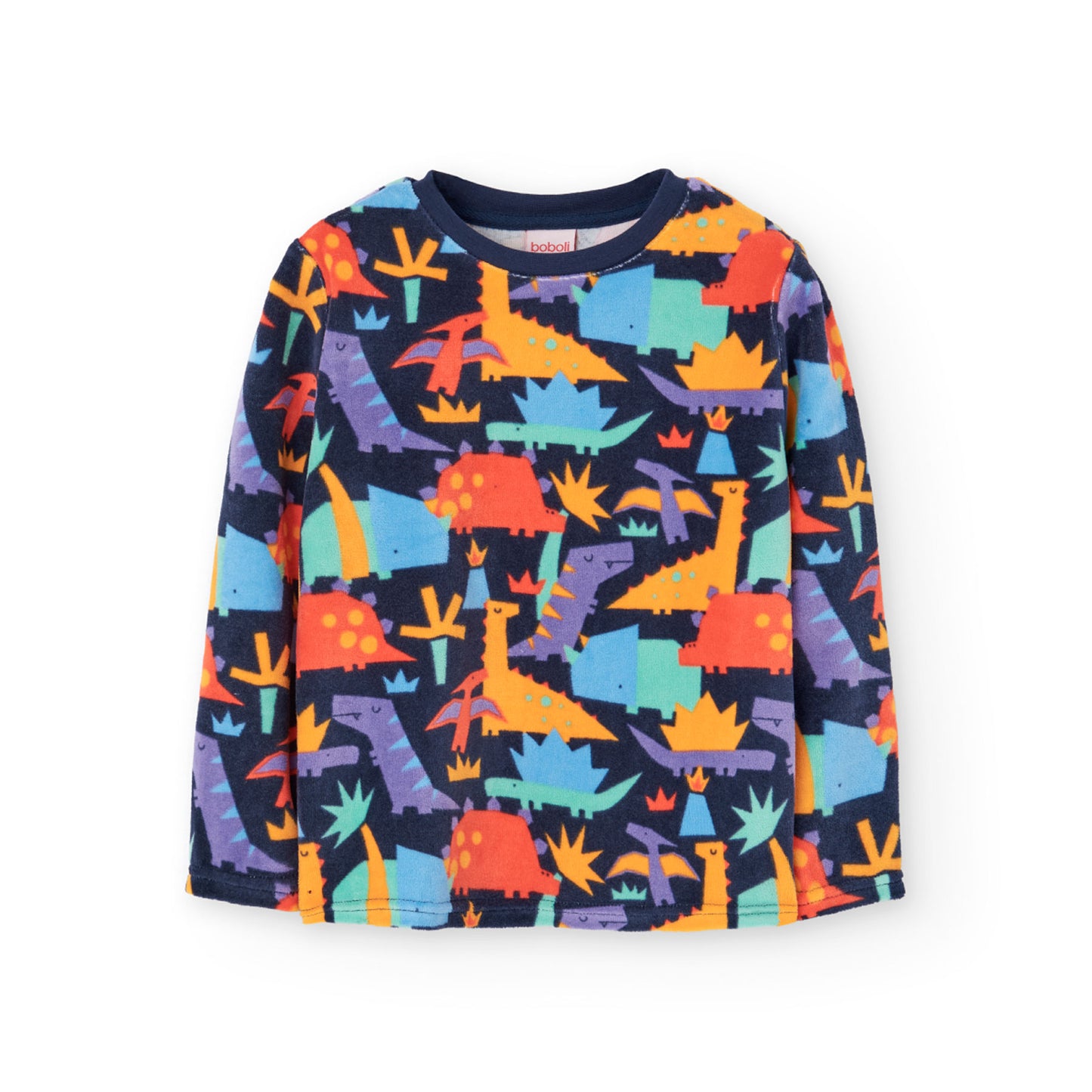 Pijama terciopelo estampado dino mini niño