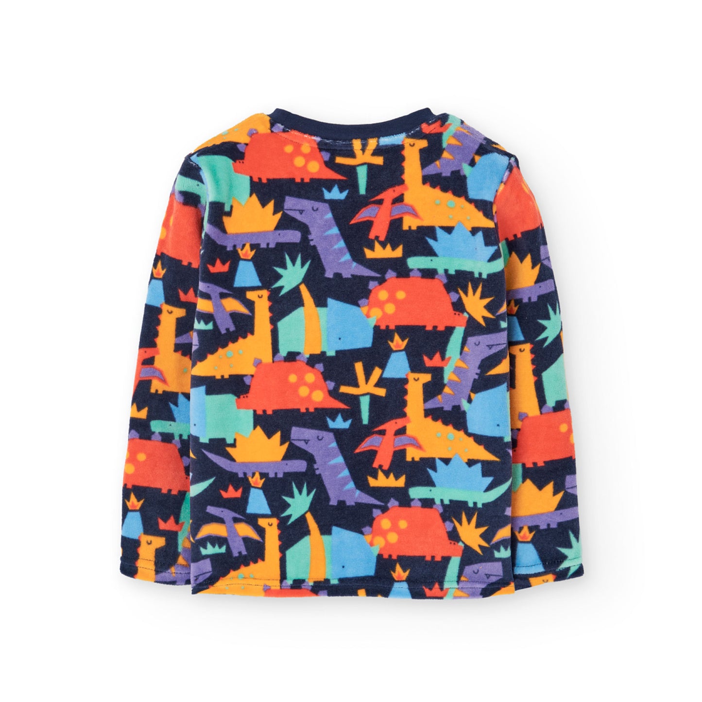 Pijama terciopelo estampado dino mini niño