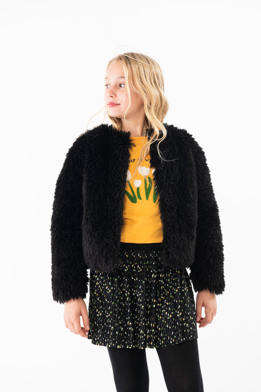 Chamarra pelo negro para niña jr