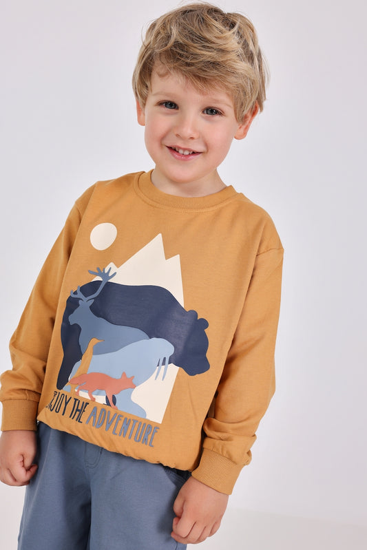 Conjunto de pants con sudadera amarilla mini niño