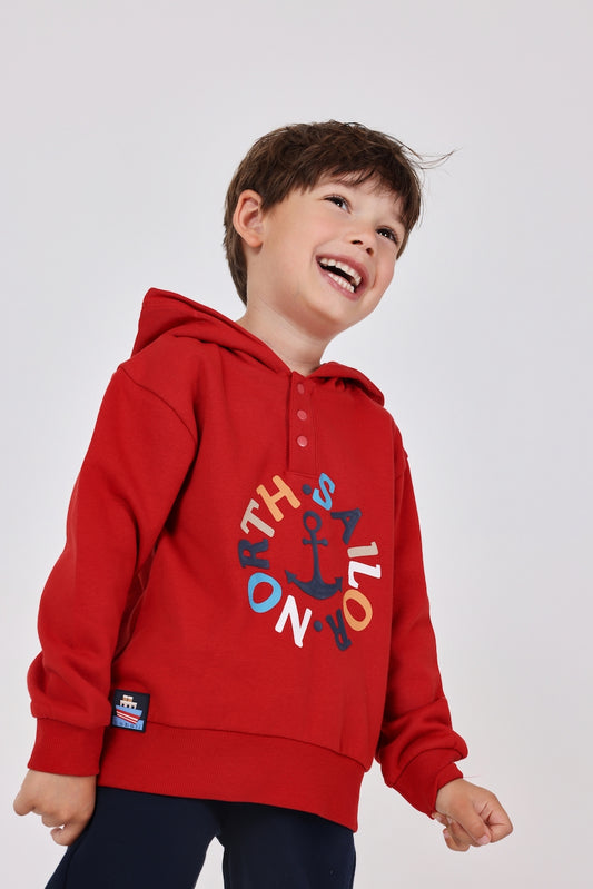 Conjunto de pants con sudadera roja mini niño