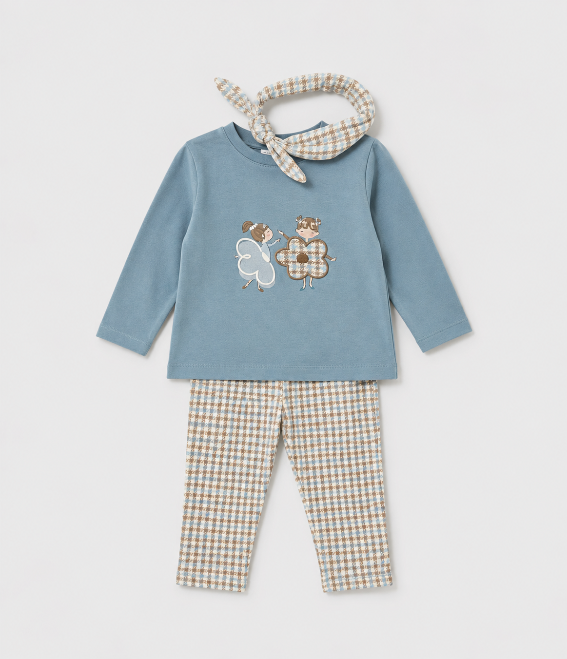 Conjunto leggings azul con diadema bebé niña