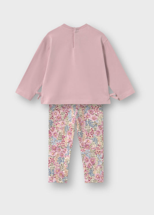 Conjunto blusa leggings malva bebé niña