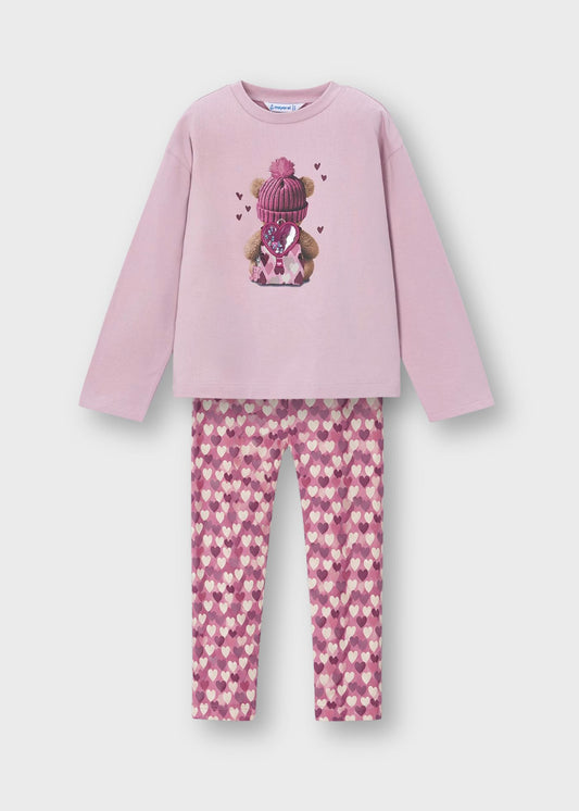 Conjunto blusa leggings corazones mini niña