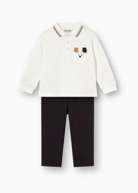 Conjunto polo manga larga perrito bebé niño