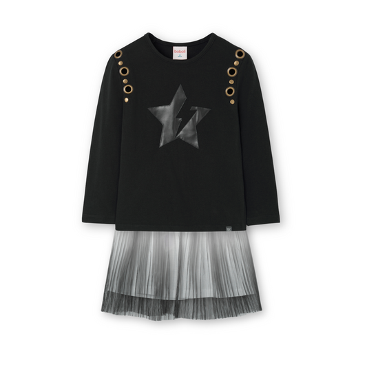 Conjunto blusa negra con falda de tul plisada para niña jr