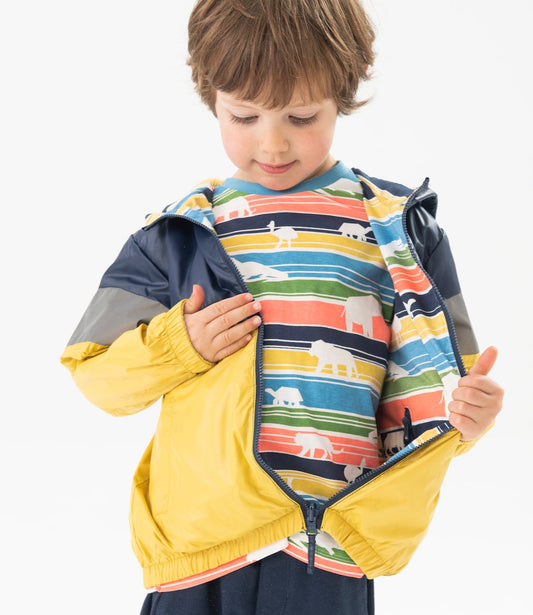 Chamarra reversible impermeable animales para mini niño
