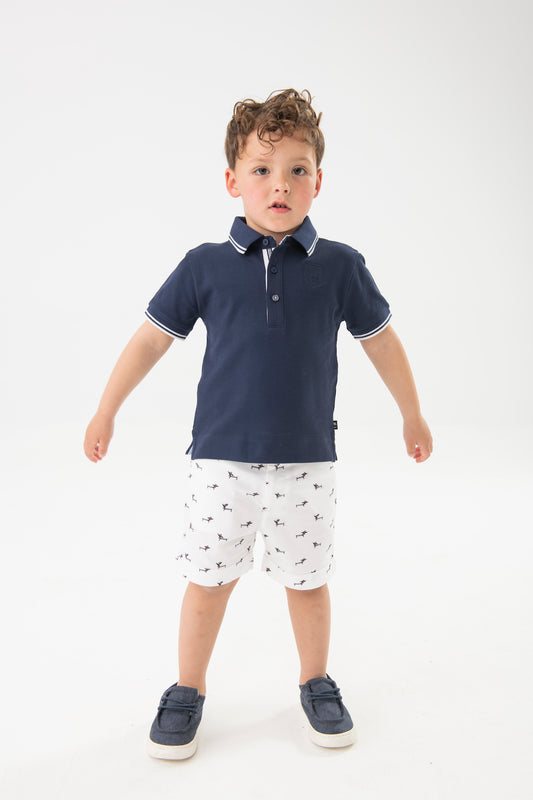 Conjunto polo piqué con short para mini niño