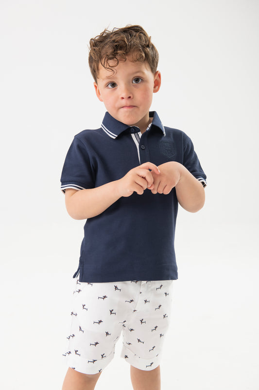 Conjunto polo piqué con short para mini niño