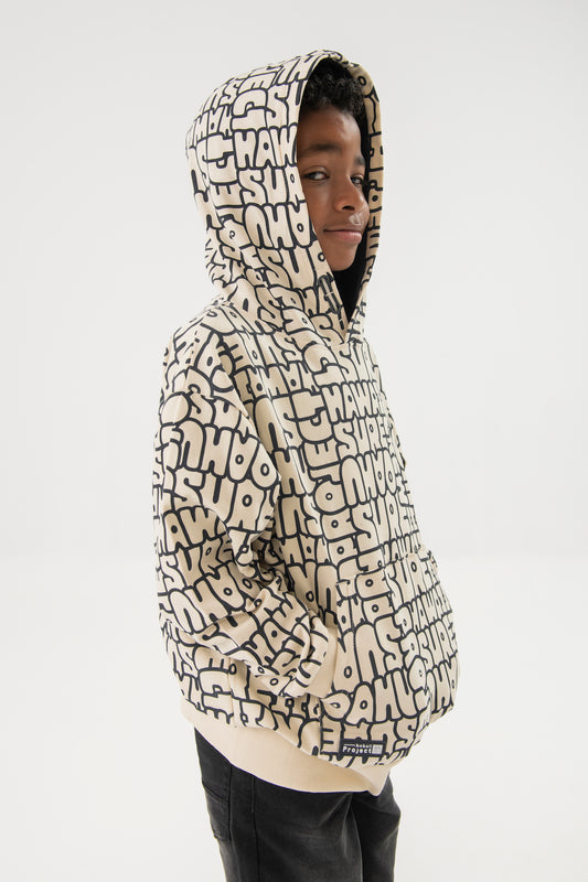 Sudadera beige estampado letras para mini niño y niño jr