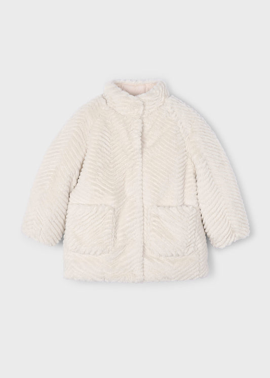 Abrigo pelo arena mini niña