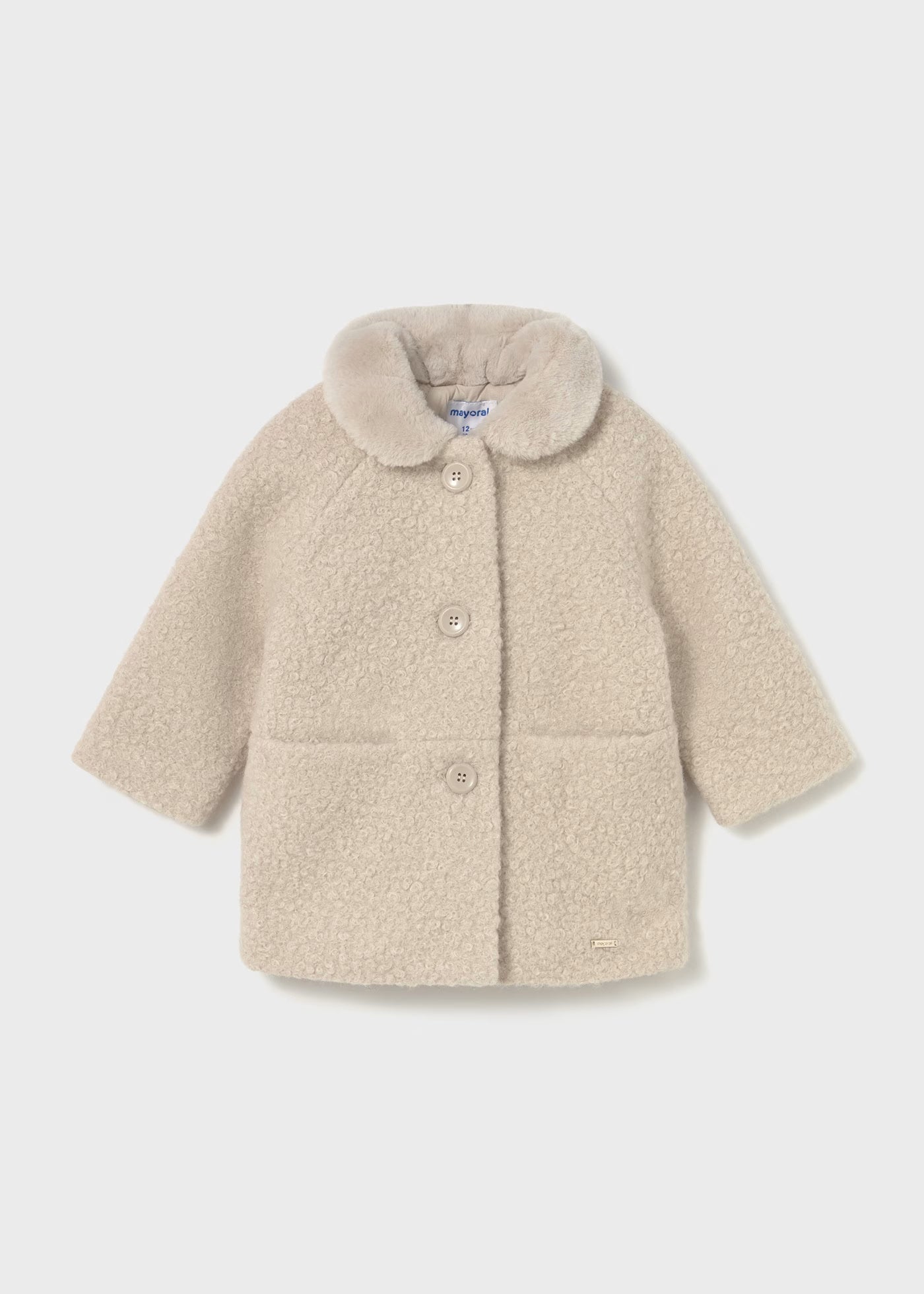 Abrigo rizo beige bebé niña