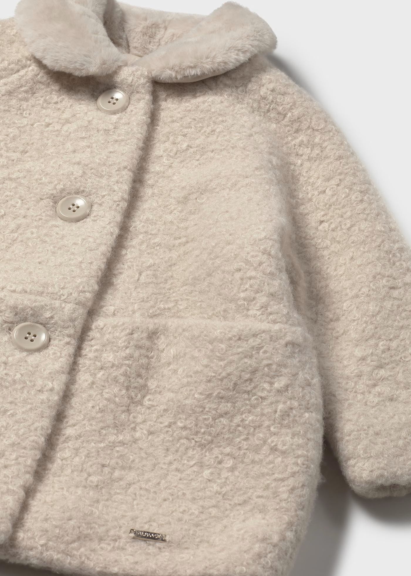 Abrigo rizo beige bebé niña