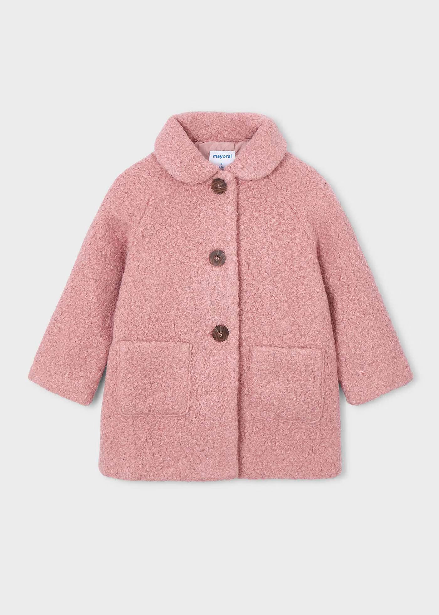 Abrigo rizo rosa mini niña