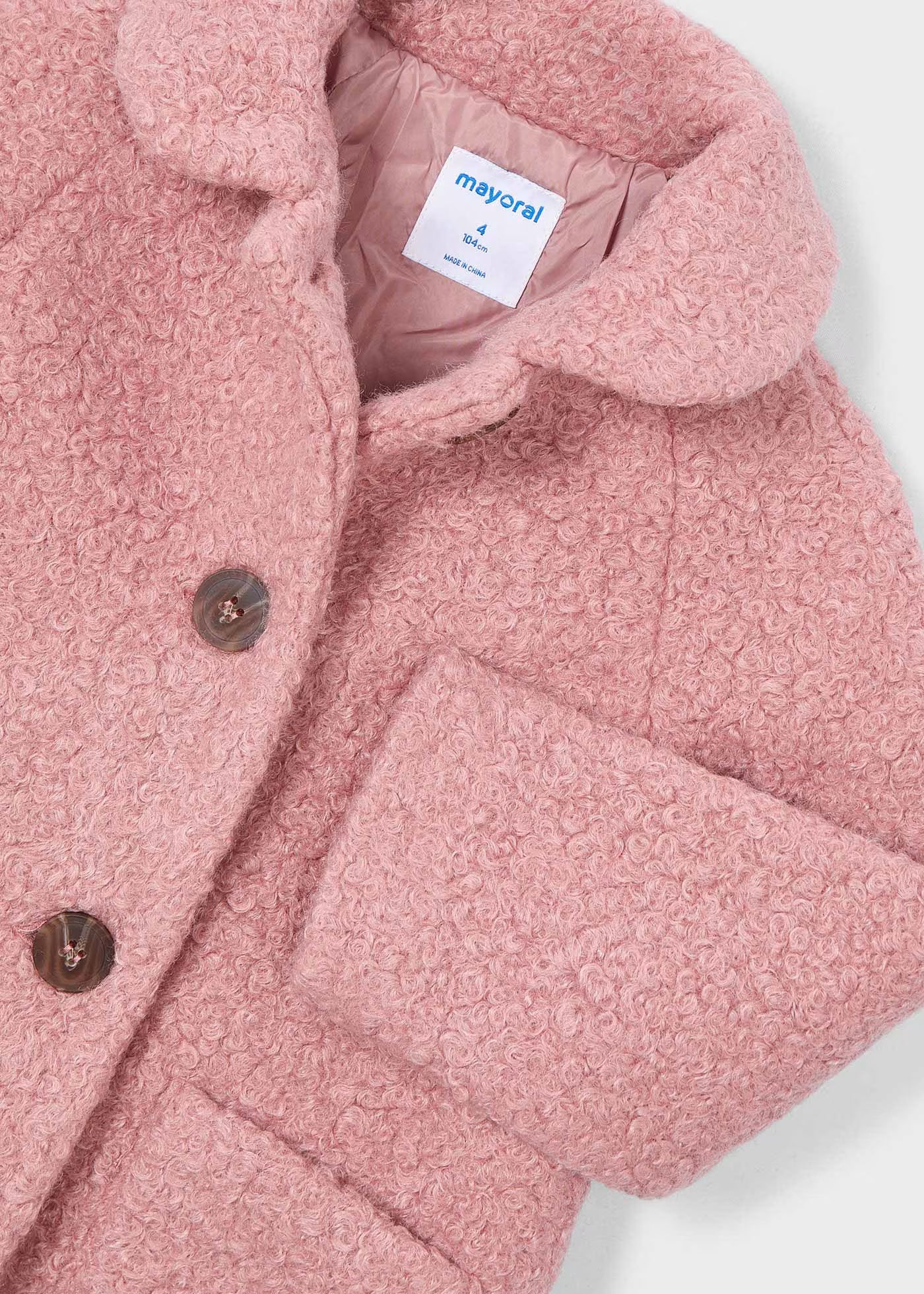 Abrigo rizo rosa mini niña