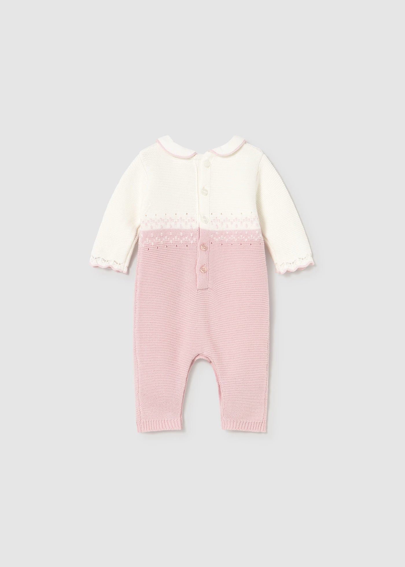 Mameluco tricot rosa recién nacida