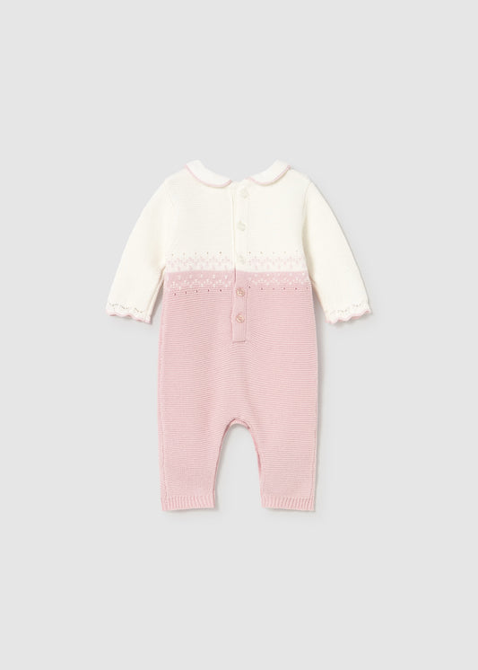 Mameluco tricot rosa recién nacida