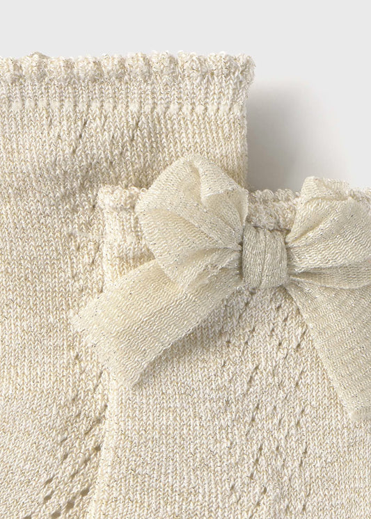 Calcetín alto champagne para bebé niña