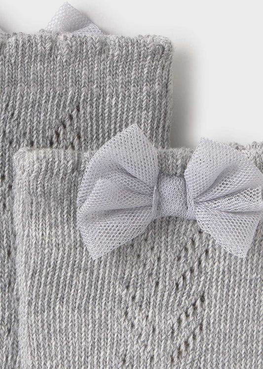 Calceta alto vestir gris plata bebé niña