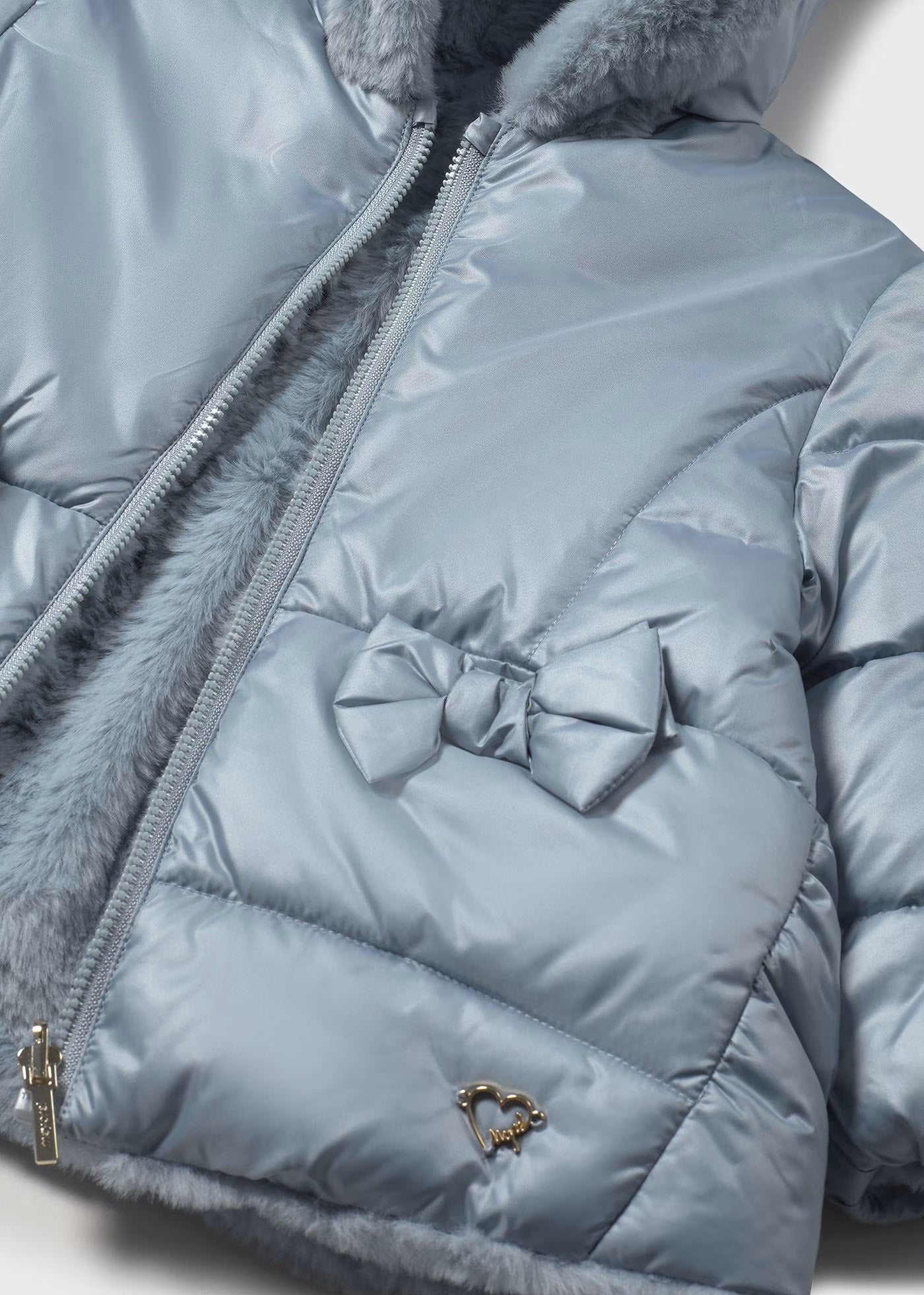 Chamarra pelo reversible azul bebé niña