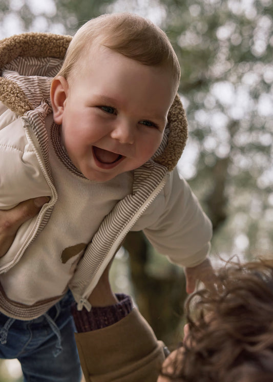 Chamarra reversible beige recién nacido