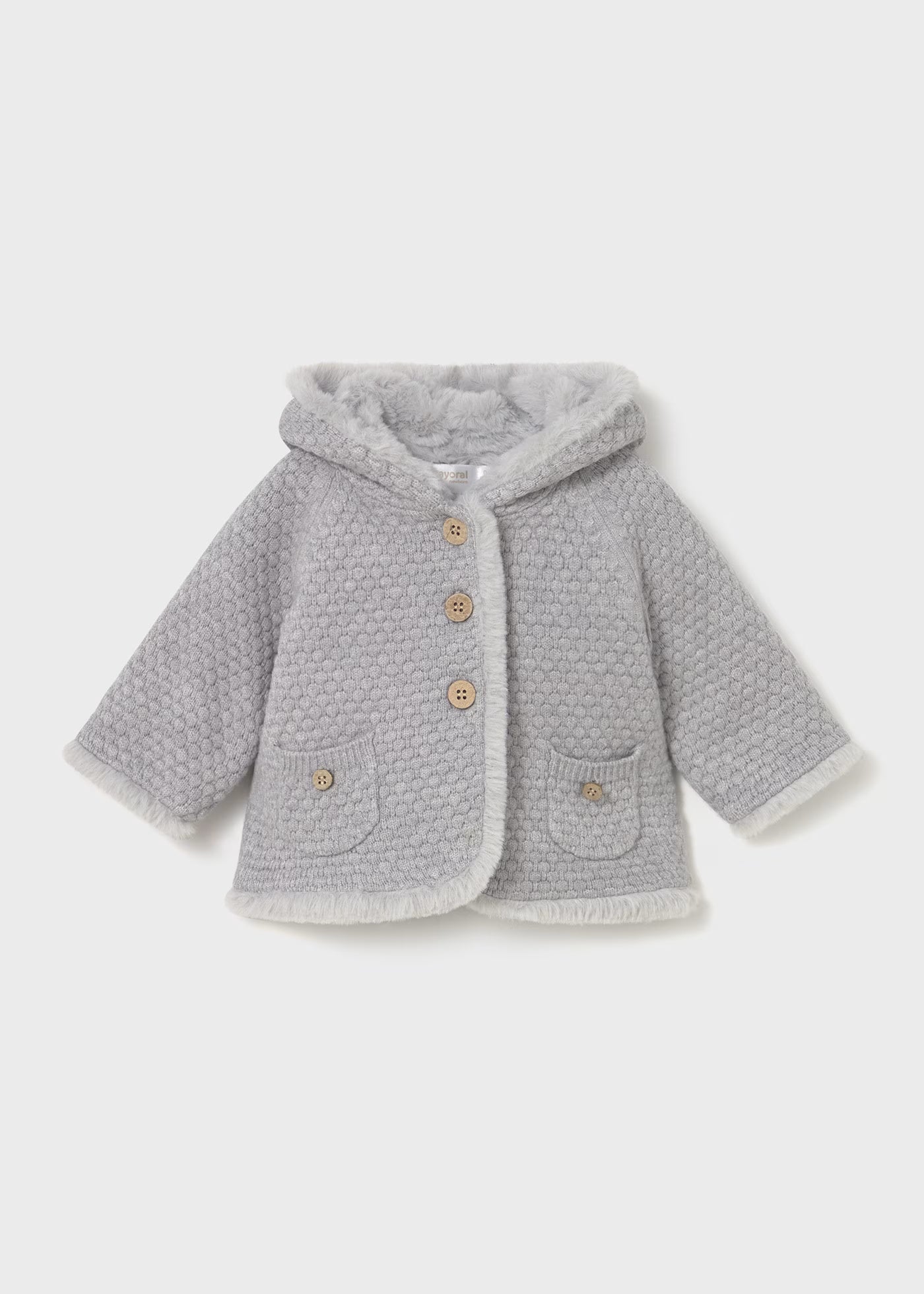 Chamarra gris tricot con pelo recién nacid@