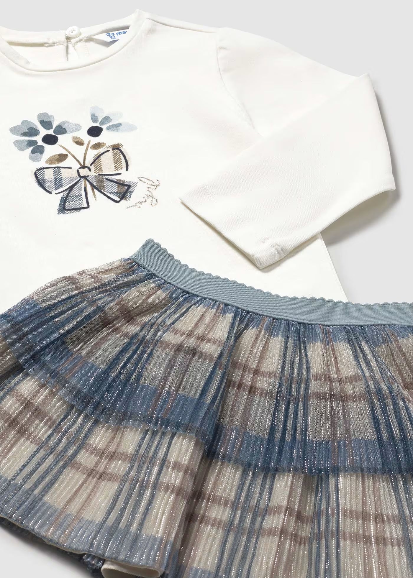 Conjunto falda azul 3 piezas bebé niña