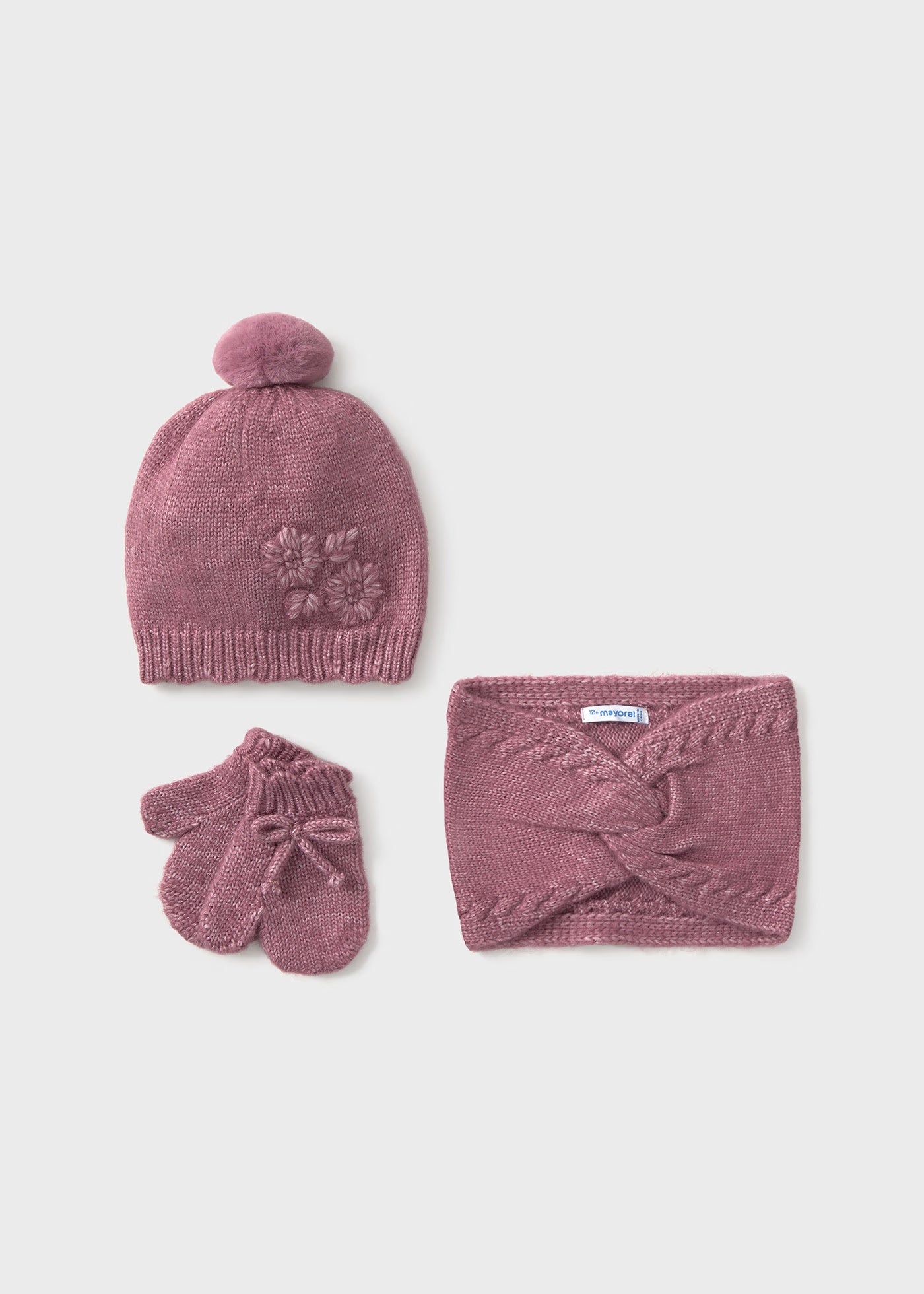 Conjunto 3 piezas bufanda cerrada bebé niña