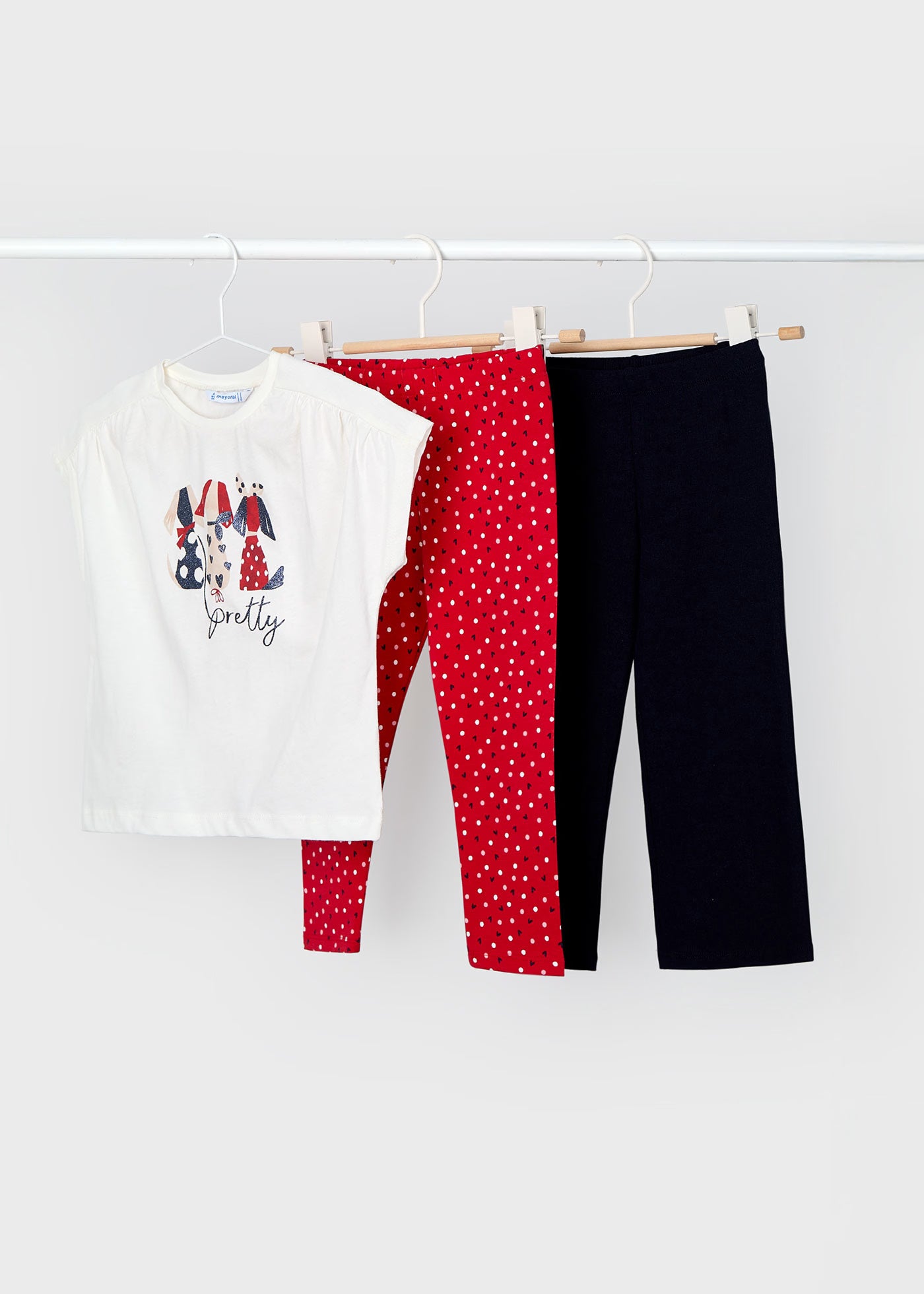 Conjunto blusa con 2 leggings mini niña