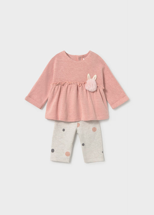 Conjunto 4 piezas rosa conejito recién nacida