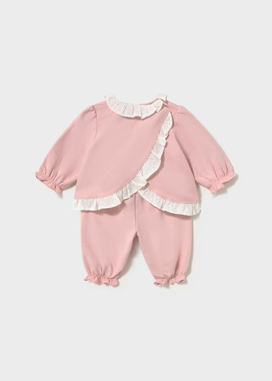 Conjunto blusa y pantalón rosa recién nacida