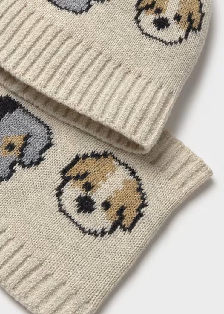 Set gorro y bufanda cerrada beige bebé niño