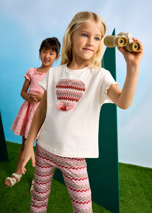 Conjunto blusa con leggings salmón mini niña