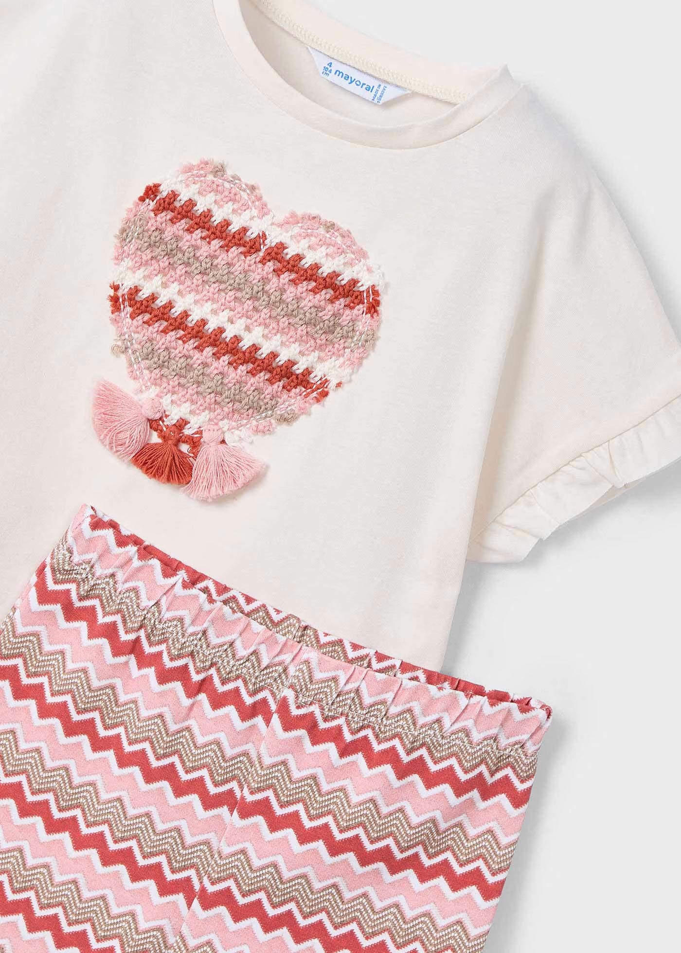 Conjunto blusa con leggings salmón mini niña