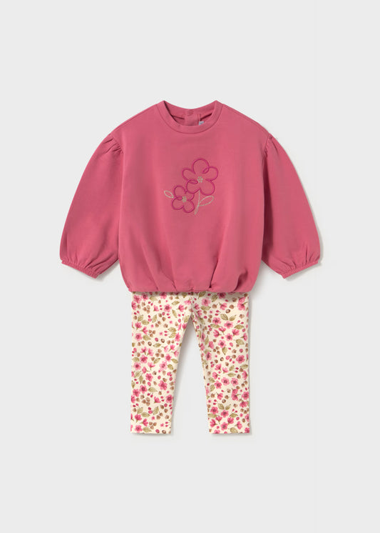 Conjunto sudadera leggings rosa bebé niña