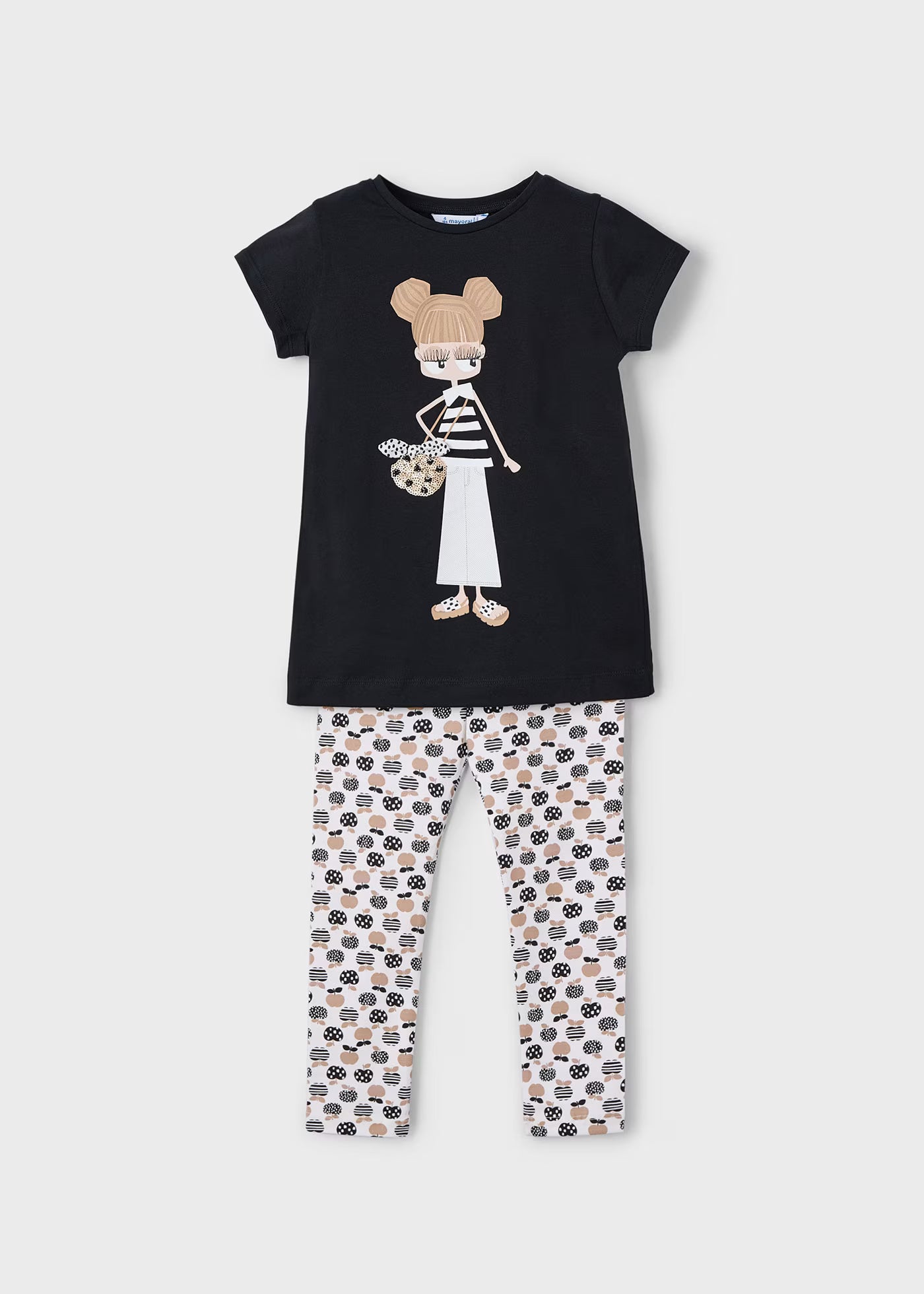 Conjunto blusa con leggings negro mini niña