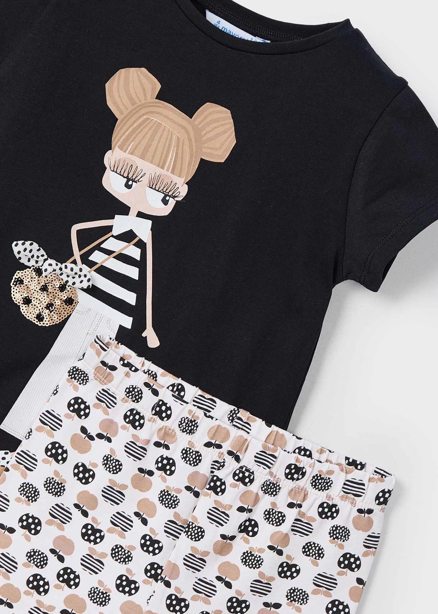 Conjunto blusa con leggings negro mini niña