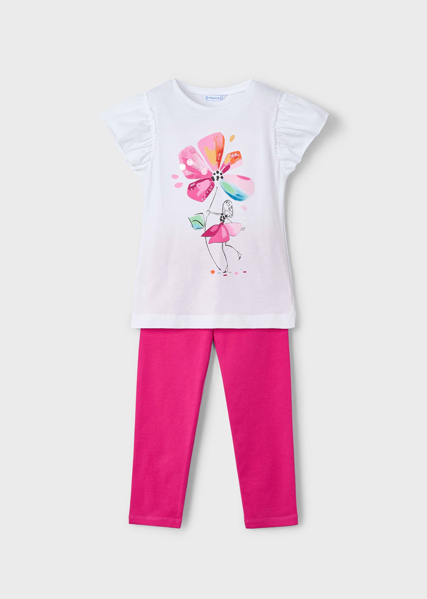 Conjunto blusa con leggings magenta mini niña
