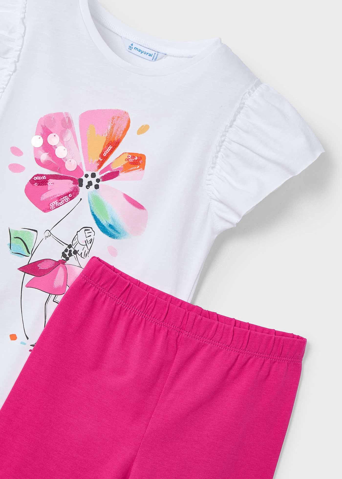 Conjunto blusa con leggings magenta mini niña