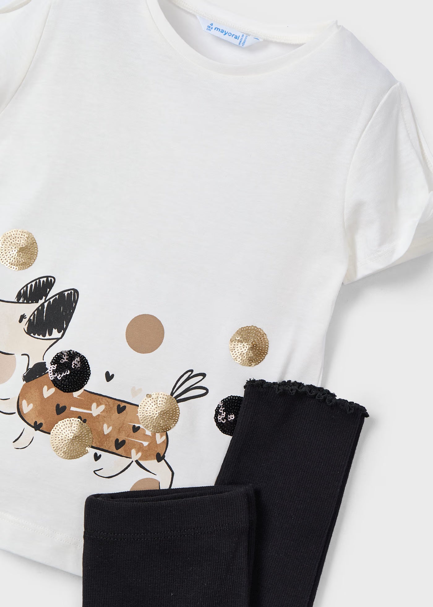 Conjunto blusa con leggings negro canale mini niña