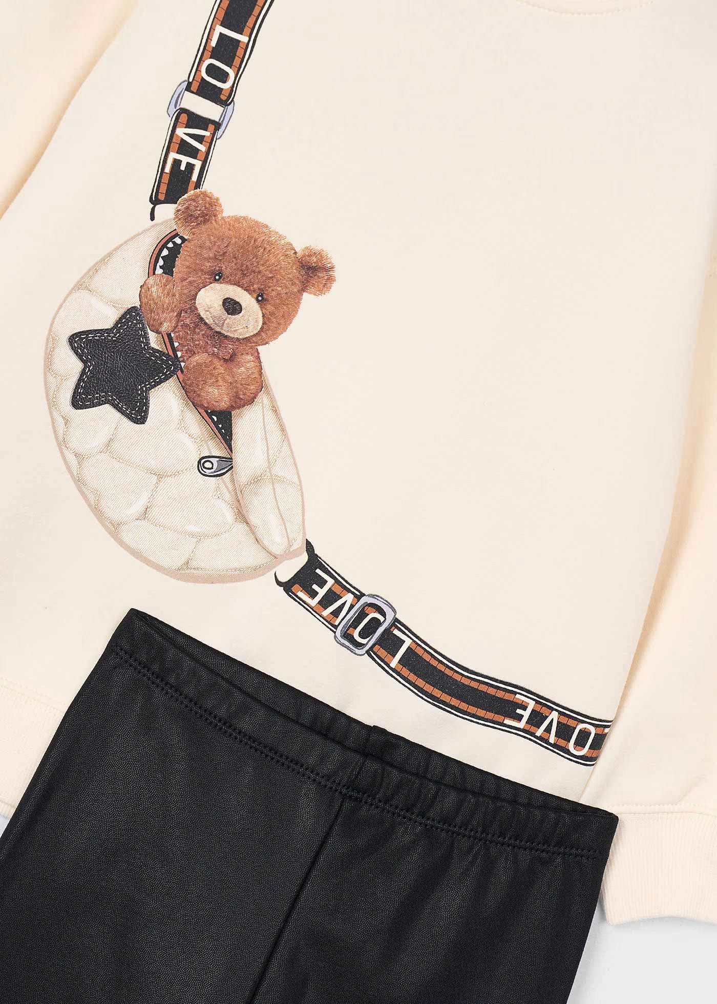 Conjunto legging y sudadera osito mini niña