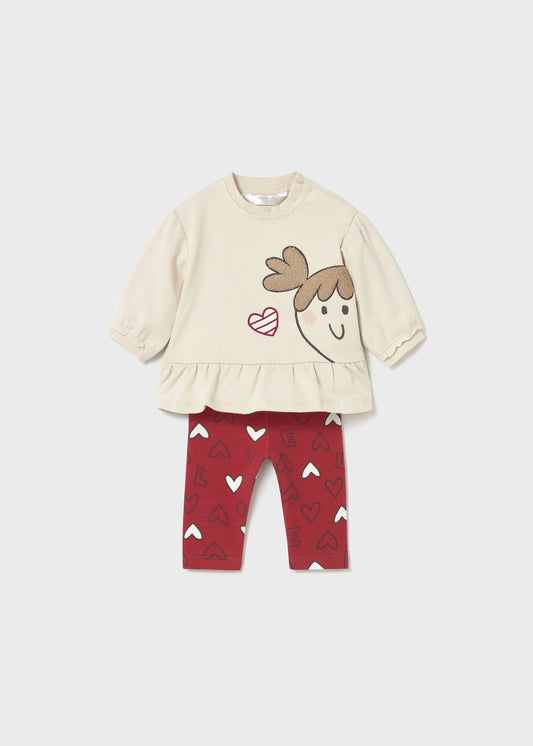 Conjunto leggings 4 piezas rojo recién nacida