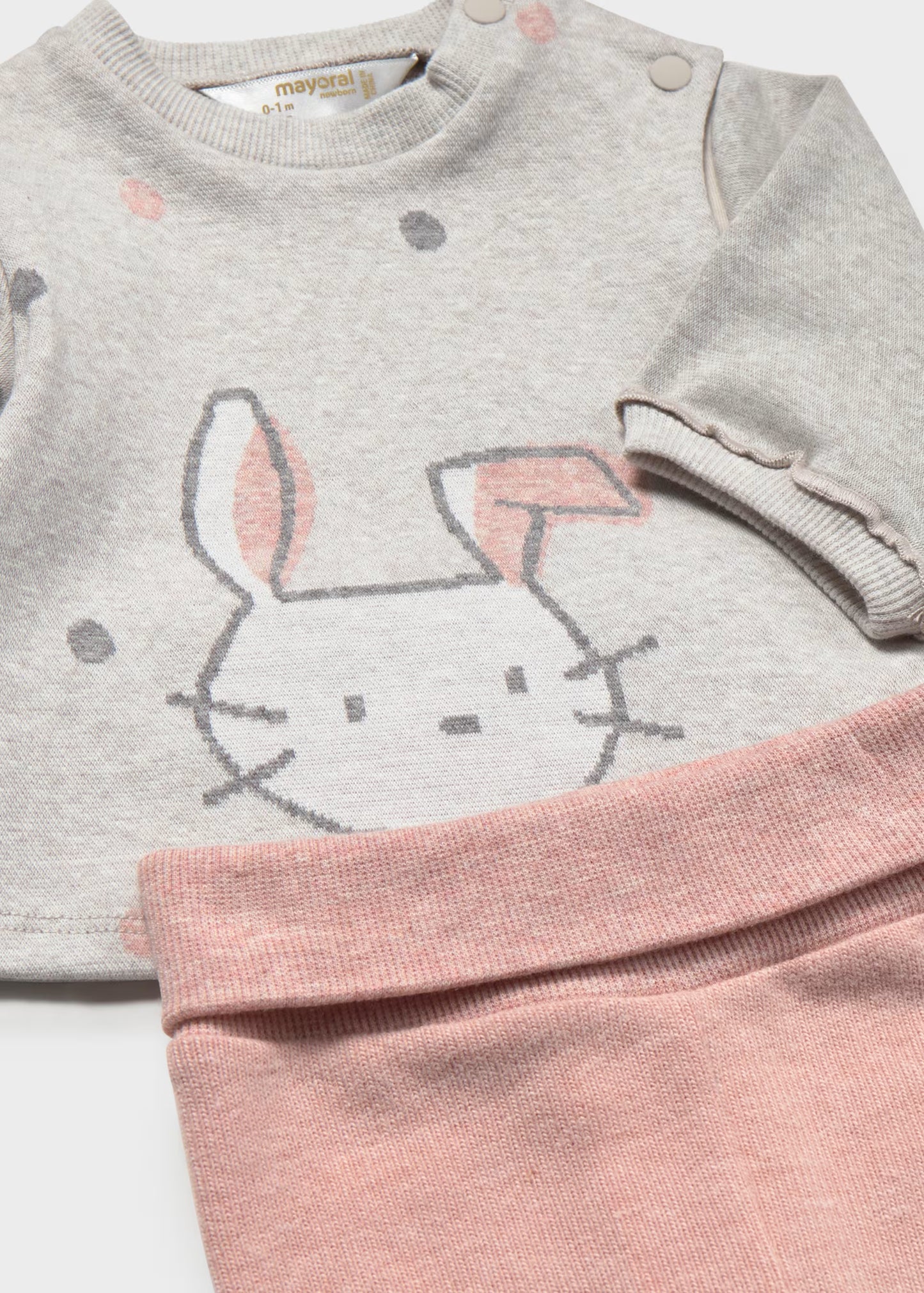 Conjunto pantalón y sudadera rosa conejito recién nacida