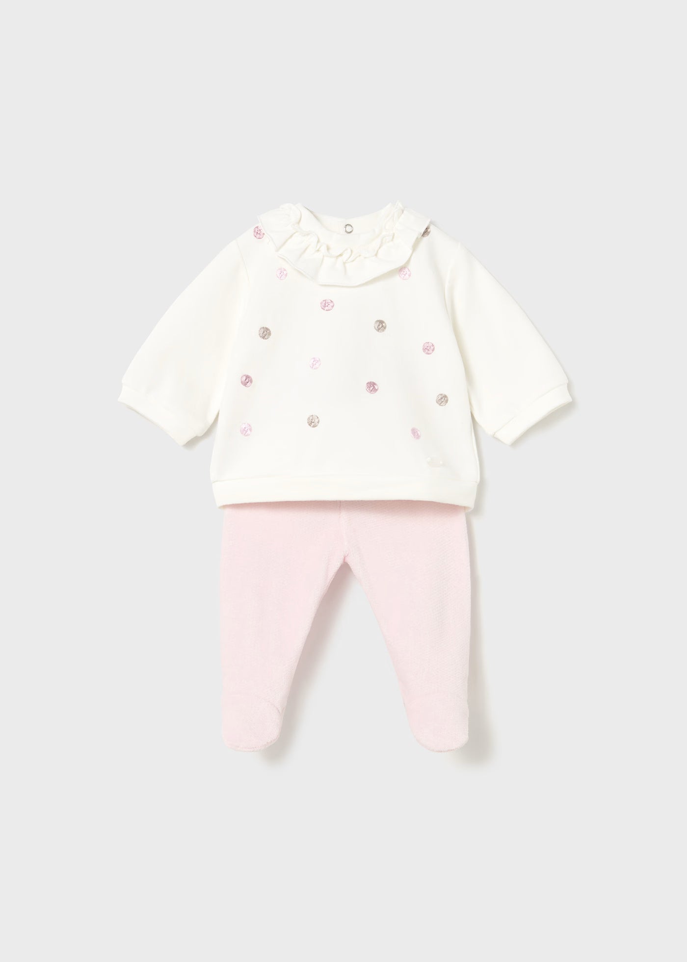 Conjunto rosa pantalón y sudadera recién nacida