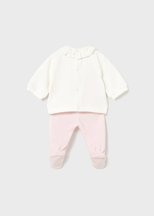 Conjunto rosa pantalón y sudadera recién nacida