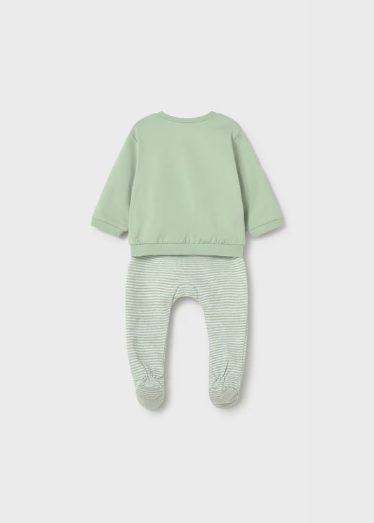 Conjunto pantalón y sudadera verde recién nacido