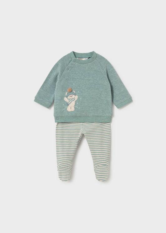 Conjunto pantalón y sudadera aqua recién nacido