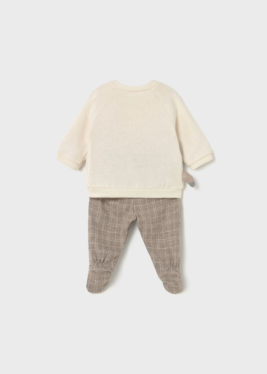 Conjunto pantalón y suéter zorro recién nacido