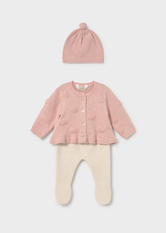 Conjunto pantalón y torera rosa recién nacida